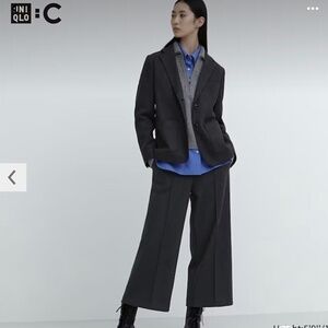 UNIQLO: C Wide-Leg Wool-Blend Pants in Charcoal